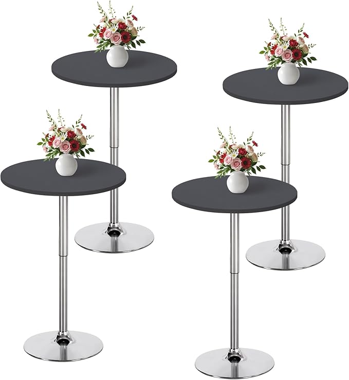 Wolkemer 4 Pack Grey Fitted Tablecloth 30 Inch Round Elastic Edges Table Cloth, Spandex Stretch Table Cover with Machine Washable Fabric for Wedding Party Picnic Dining Indoor Outdoor