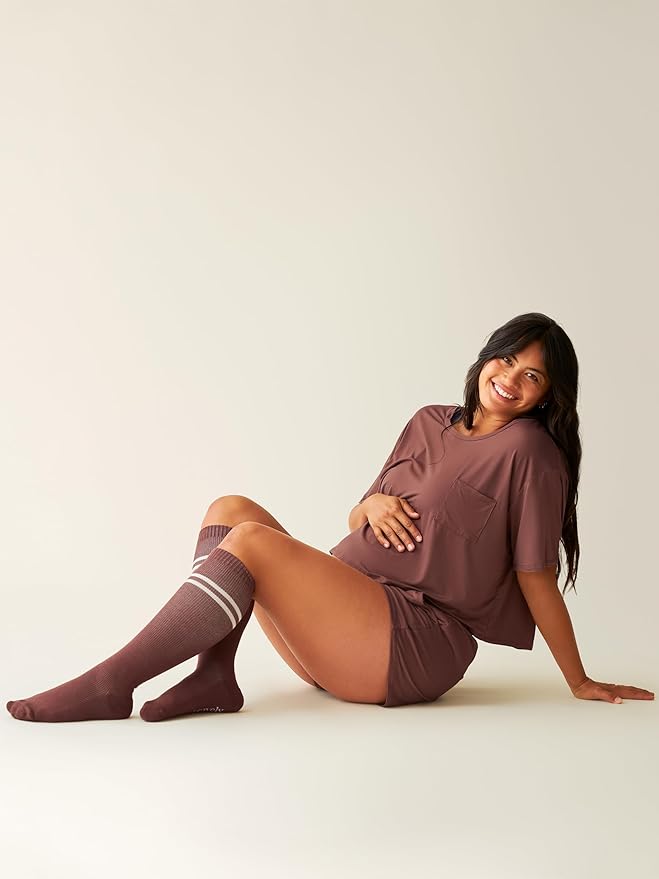 Kindred Bravely Compression Socks 2-Pack | Graduated Compression Socks for Circulation Pregnancy Travel (Taupe & Redwood, Small)