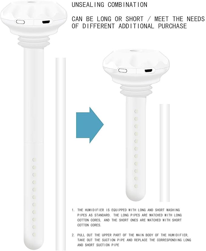 Mini Water Bottle Humidifier, Adjustable USB Donut Mist Maker Stick Wick for Travel Bedroom Car Plant, DIY Personal Bottle, Quiet Bedside