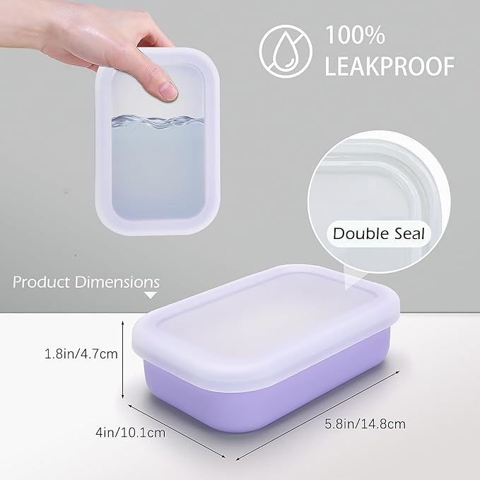 AIDIMMING Large Clear Lid Travel Soap Case, Leak-Proof Shampoo Bar Holder for Kitsch Shampoo and Conditioner Bar Set, Visible Container with Drain Pad for Oversized Handmade Bars, Travel Gym, Purple