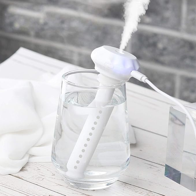 Mini Water Bottle Humidifier, Adjustable USB Donut Mist Maker Stick Wick for Travel Bedroom Car Plant, DIY Personal Bottle, Quiet Bedside