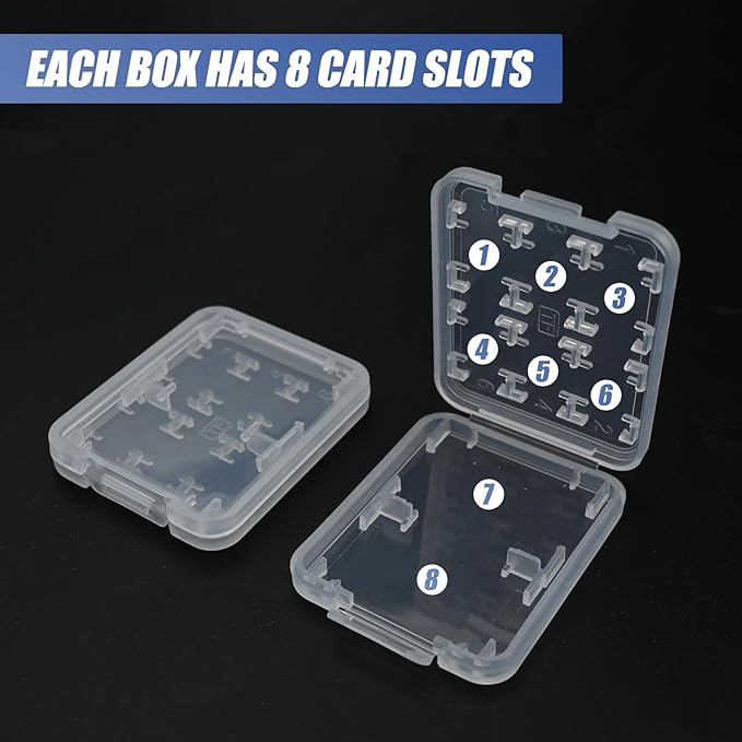 2 Pack SD Card Storage Case – 8-in-1 Hard Plastic Holder for Micro SD/SDHC/TF/MS Cards – Compact, Reusable Memory Card Organizer (Cards Not Included)