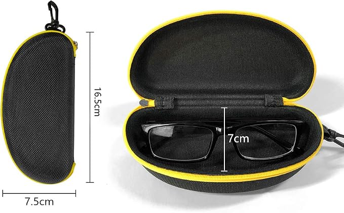3 Pack Zipper Shell Eyeglasses and Sunglasses Case with Plastic Carabiner Hook