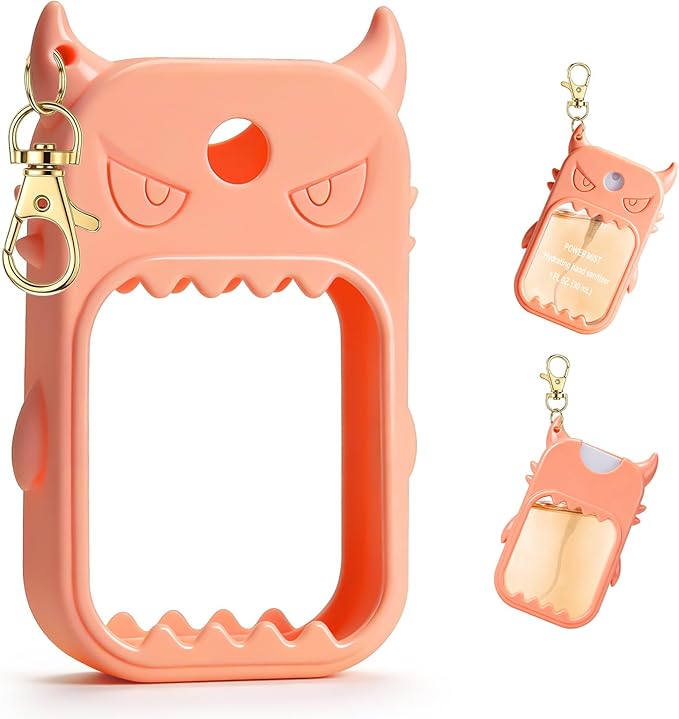 JAMIEWIN Spray Hand Sanitizer Silicone Case Compatible with Touchland Hand Sanitizer 1 FL OZ Holder Accessory with Keychain