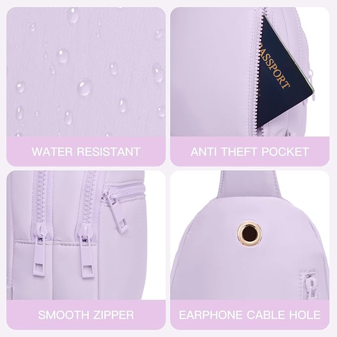 Viverte Quilted Puffer Crossbody Bags for Girls Gifts for Teen Girls Sling Bag Lightweight Cross Body Bubble Purse Shoulder Bag for Travel (Lavender)