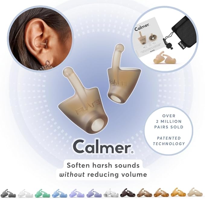 Flare Audio Calmer | Noise Reducing Ear Plugs Alternative | Silicone Reusable Ear Plugs for Noise Sensitivity, Focus and Travel | Ear Plugs for Noise Reduction (mini, Medium)