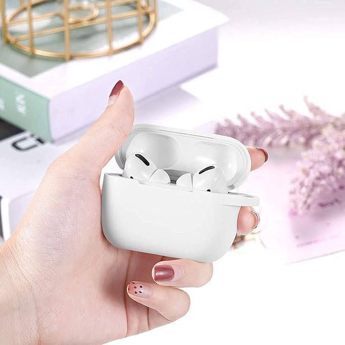 Lerobo Compatible with AirPods Pro 2 Case,Waterproof Silicone Case for AirPods Pro Case Cover,Shockproof Full Protective Cover Compatible for Airpods Pro with Carabiner Front LED Visible,White