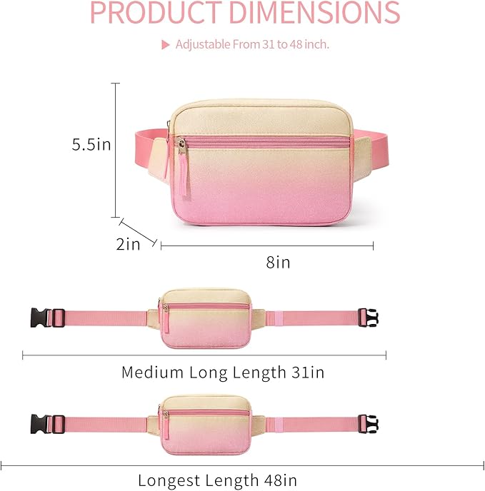 Fanny Pack Birthday Graduation Gifts for 7 8 9 10 11 12 13 Year Old Teen Girls Her Kids, Preppy Cute Trendy Stuff Colorblock Crossbody Bag Adjustable Belt Bags for Travel Essentials