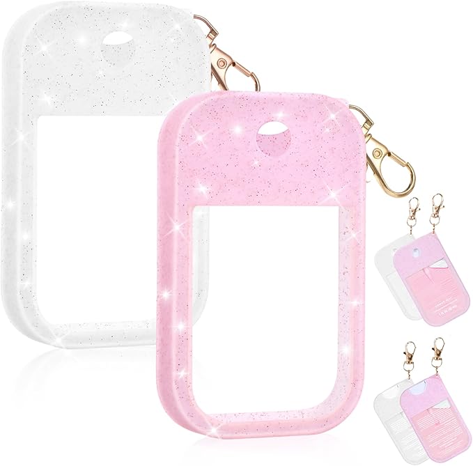 Silicone Case Compatible with Touchland Hand Sanitizer Spray, Protective Case for Spray 1FL. OZ (Sparkling Pink, Sparkling White(2PCS))