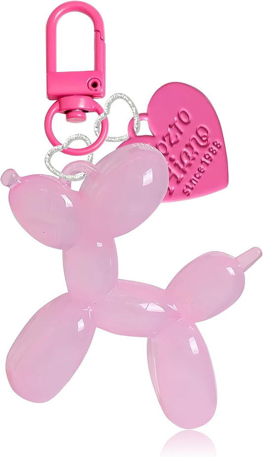 LAEKOU Jelly Balloon Dog Design Keychain for Women, Cute Girls Key Chain, Bag Charms Accessories for Car Purse Backpack