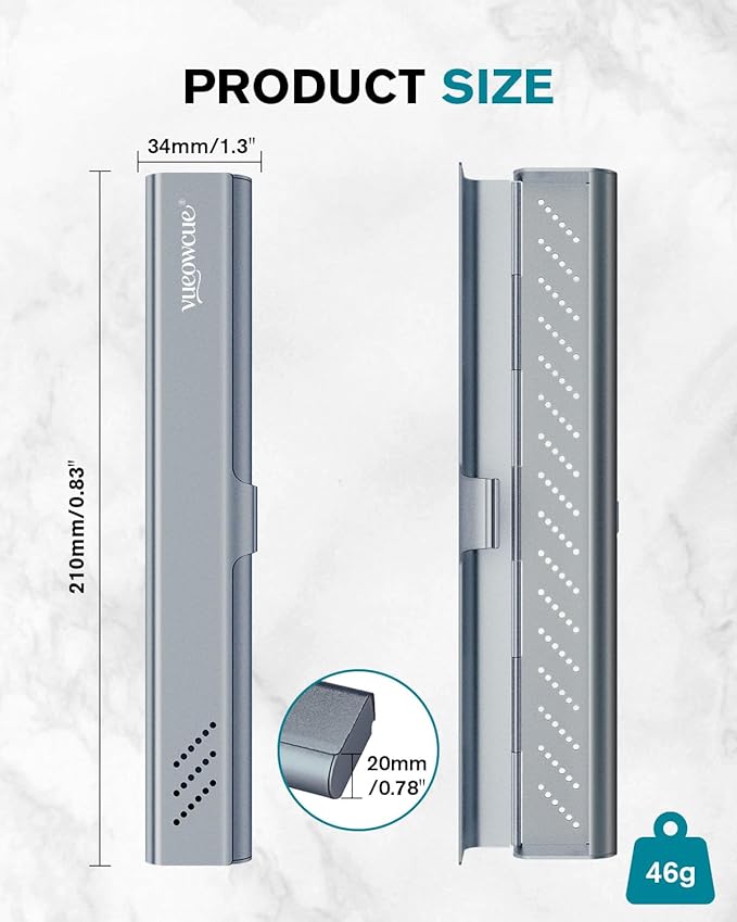 Toothbrush Case Cover for Traveling, Aluminum Toothbrush Holder for Manual Toothbrush + Mini Toothpaste, Portable Tooth Brush Storage Box for Camping Business Trip-Grey (1 Pack)