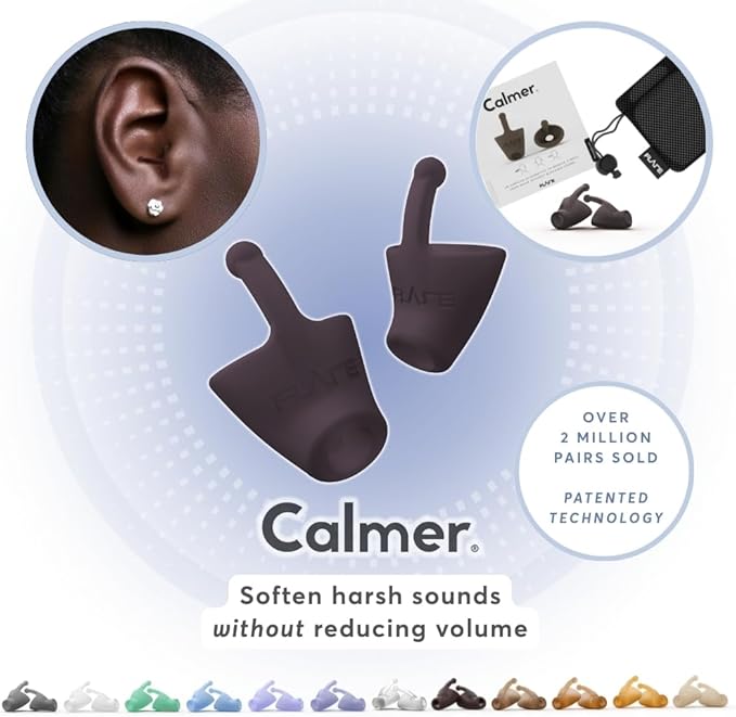 Flare Audio Calmer | Noise Reducing Ear Plugs Alternative | Silicone Reusable Ear Plugs for Noise Sensitivity, Focus and Travel | Ear Plugs for Noise Reduction (Standard, Dark)