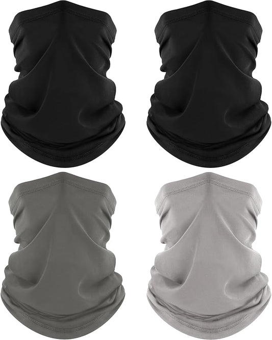ROXUN 4 Pack Neck Gaiter, Cooling Breathable Face Mask UV Protection Scarf Hiking Bandana for Men/Women