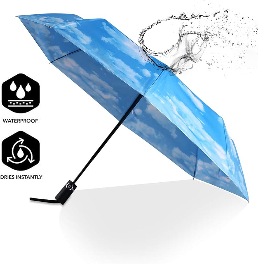 SY COMPACT Travel Umbrella for Rain, Windproof Automatic Compact Umbrella, UV Sun Protection, Lightweight Waterproof Travel Size for Backpack & Car, Factory Direct