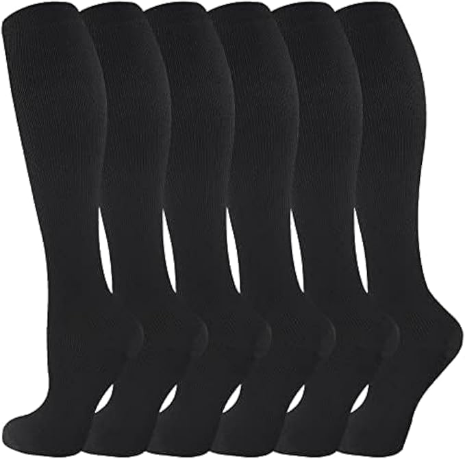 cerpite Compression Socks for Women & Men 6 Pairs Knee High Compression Socks 20-30 mmhg Best for Running,Nurse,Travel