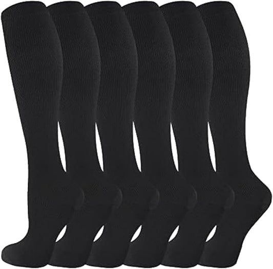 cerpite Compression Socks for Women & Men 6 Pairs Knee High Compression Socks 20-30 mmhg Best for Running,Nurse,Travel