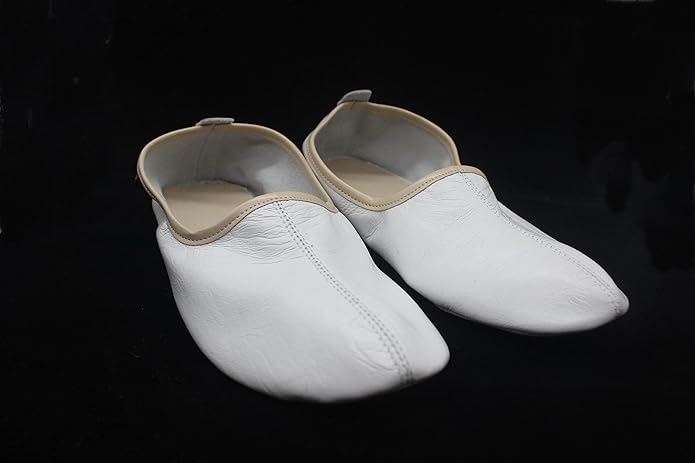 Womens Indoor Leather Slippers Traditional Babouche House Shoes Barefoot Moccasin