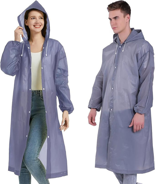 YDYJKI 2 Pack Waterproof Rain Ponchos for Adults-Reusable Emergency Raincoats with Hoodand Drawstring -Lightweight Ponchos