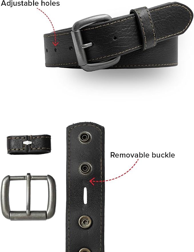 First Mfg Co - Mens Premium Leather Belt With Removable Buckle And Hidden Zipper Money Belt Daily Wear For Pants Perfect Fit