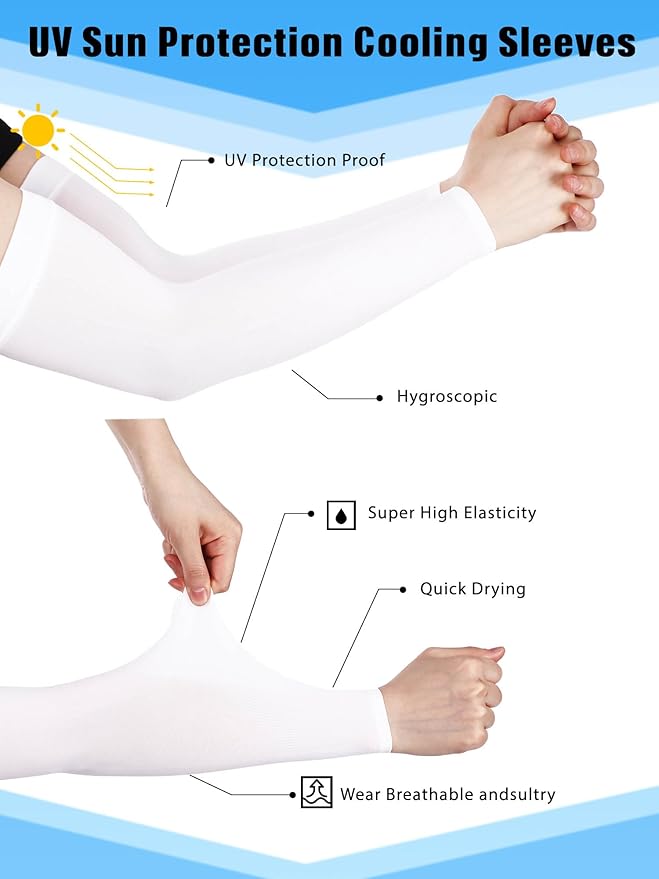 Boao 10 Pairs UV Arm Sleeve for Men Women Cooling Tattoo Cover up Compression Sun Protection Sleeves for Outdoor Activities
