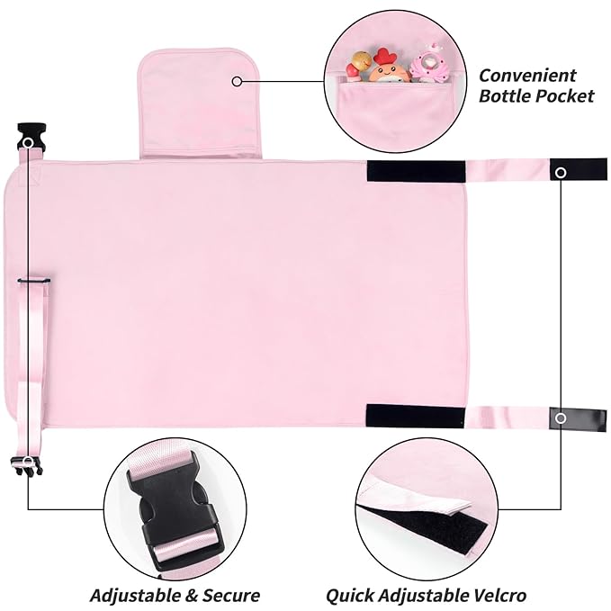 Toddler Airplane Bed, Portable Kids Airplane Seat Extender, Airplane Travel Essentials for Toddlers, Comfortable Footrest for Kids, Must-Have Toddler Travel Bed for Flights (Pink)
