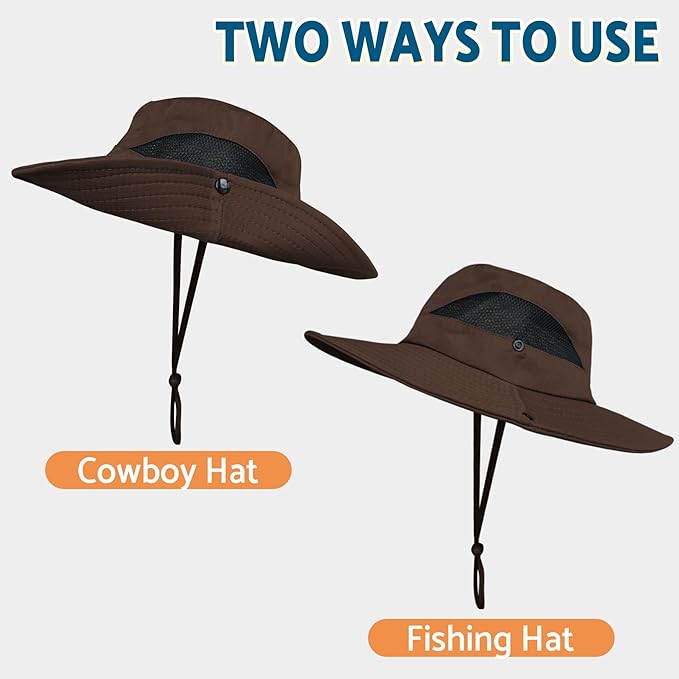 PFFY Sun Hats for Men Women Wide Brim Bucket Hat UPF 50+ Outdoor Beach Hiking Fishing Hat