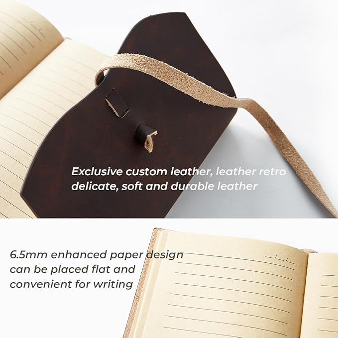 RILIHO Leather Journal Notebooks for Work, A5 Size Diary, 6x8.1 Inch, Genuine Leather Journals for Writing, Vintage Style Personalized Journal, Ideal for Women and Men, Artists, Travelers, Dark Brown