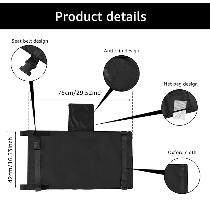 Toddler Airplane Bed, Airplane Seat Extender for Kids, Toddler Travel Essential Seat Extender, Portable Baby Diaper Changing Pad, Kids Plane Footrest, Airplane Must Have for Toddlers (Black)