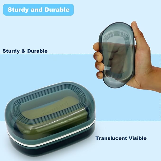 Travel Soap Container, Bar Soap Holder, Portable Soap Case, Soap Dish with Lid for Traveling, Camping, Gym, Bathroom (Blue Style-1)
