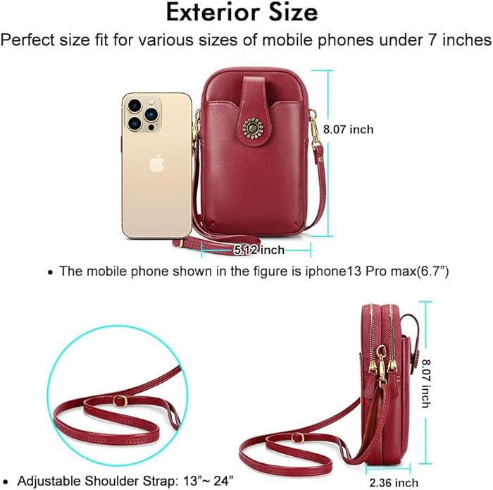 Peacocktion Small Crossbody Bags for Women, Leather RFID Cell Phone Purse, Trendy Travel Crossbody Purses with Zipper