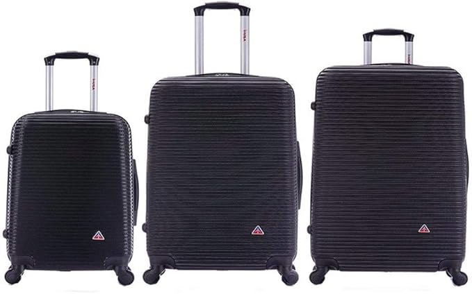 InUSA ROYAL Hardside Luggage Set with Spinner Wheel | Spacious Travel Suitcases with Ergonomic GEL Handle and Studs | (20/24/28) 3 Piece Luggage Set | Black
