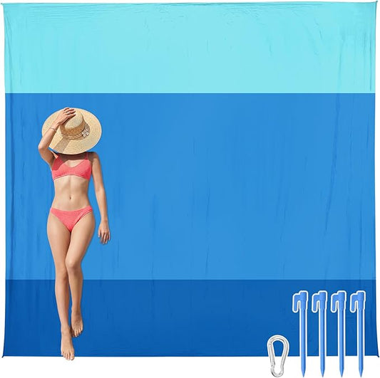 AlphaBeing Beach Blanket Waterproof Sandproof, Extra Large Beach Mat for 1–8 Adults, Oversized Picnic Blanket with 4 Stakes & Storage Bag, Essential Beach Gear for Travel