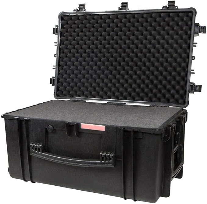 Monoprice Weatherproof Hard Case - 33 x 22 x 17 Inches, With Wheels and Customizable Foam, Shockproof, IP67, Ultraviolet And Impact Resistant Material, Black - Pure Outdoor Collection, 145.8 Liter