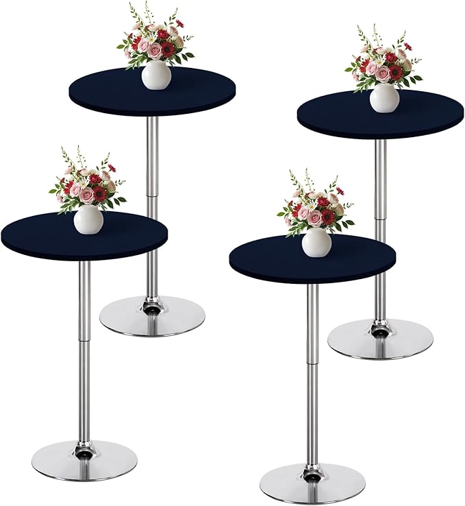 Wolkemer 4 Pack Navy Blue Fitted Tablecloth 30 Inch Round Elastic Edges Table Cloth, Spandex Stretch Table Cover with Machine Washable Fabric for Wedding Party Picnic Dining Indoor Outdoor