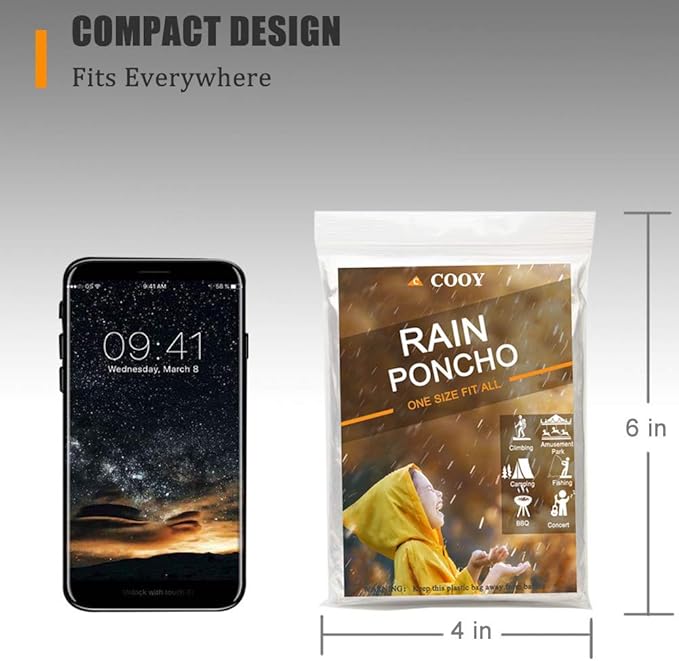 Rain Ponchos for Adults, （10 Pack）with Hood Emergency Rain Ponchos Family Pack,Fit Men and Women, Perfect for Disneyland,Clear