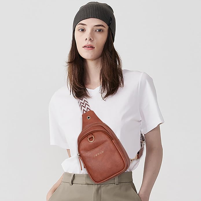 OSOCE Crossbody Bags for Women Sling Bag Anti Theft PU Leather Travel Chest Purse Small Adjustable Strap Fits Large Phone