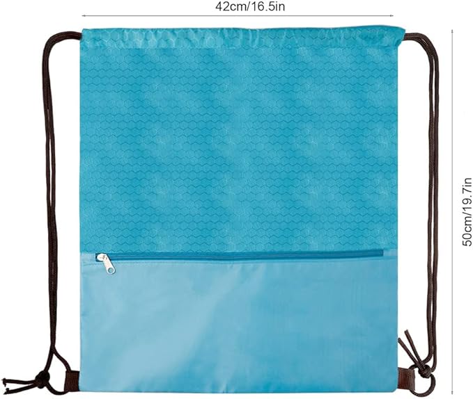 Drawstring Backpack Bag, Waterproof Draw String Back Sack with Zip Pocket, Gym Drawstring Bags Swim Bag for Men Women