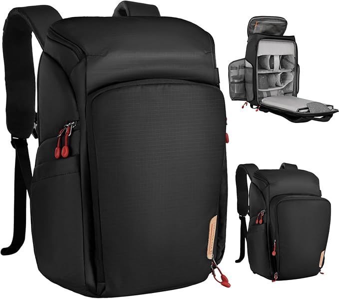 K&F CONCEPT Professional Camera Backpack, Large Photography Backpack Expandable to 25L, Quick Access&Water Resistant Camera bags with Rain Cover&Tripod Holder for Canon/Nikon/Sony/DJI/DSLR Mirrorless