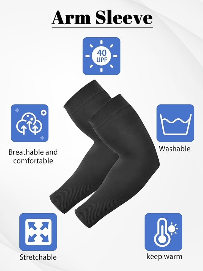 Boao 10 Pairs UV Arm Sleeve for Men Women Cooling Tattoo Cover up Compression Sun Protection Sleeves for Outdoor Activities