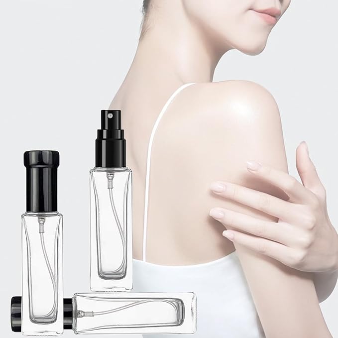 8PCS 10ml Perfume Spray Bottle, Mini Portable Travel Glass Square Spray Bottle,Small Fine Mist Spray Bottle, Refillable Atomizer Sprayer for Perfume, Sample Spray Bottle(Black, 10ml)