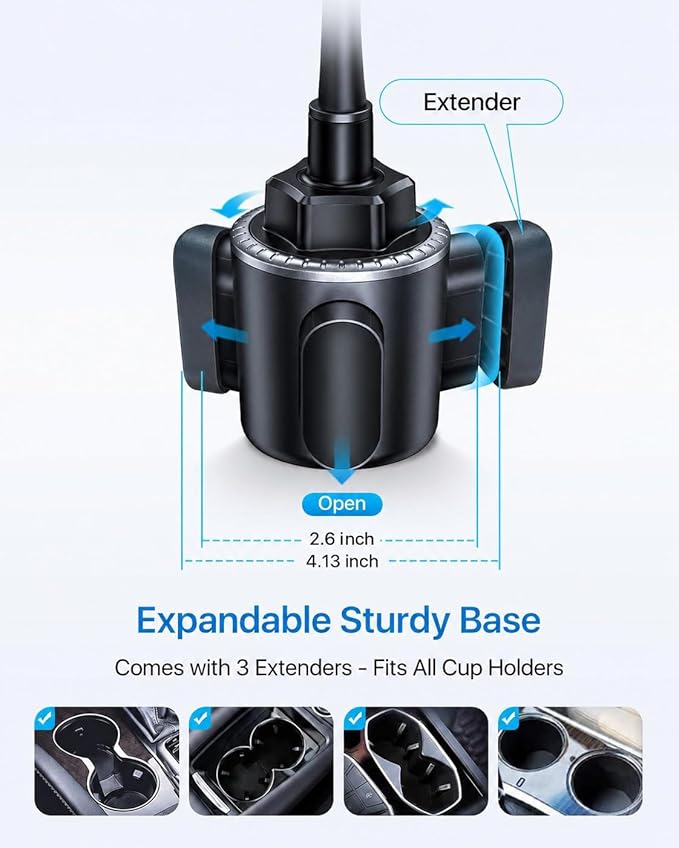 andobil Military-Grade Cup Holder Phone Holder, [Solidest Metal Gooseneck] Universal Cup Phone Holders for Your Car Truck Golf, 360° Adjustable Cup Holder Cell Phone Mount for iPhone Samsung Google