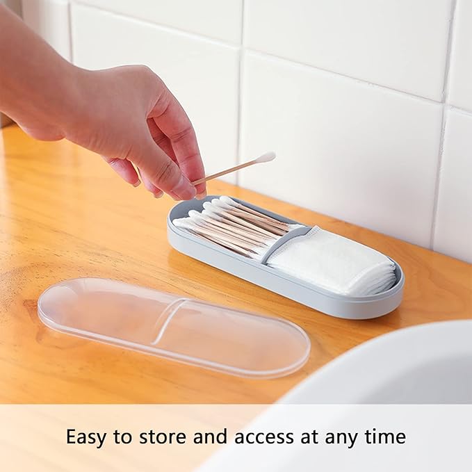 Portable Travel Cotton Pad Storage Case Cotton Swab Ball Holder Dispenser Sponge and Cosmetic Storage Box with Transparent Lid Storage Jar Sanitary Napkins Pad Container Dental Sealed Floss Box 2 Pcs