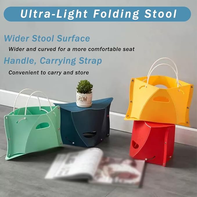 Foldable Portable Outdoor Stool, Thickness of 0.5 in, Quick Opens for Camping Hiking Picnic Fishing Subway, Lightweight Mini Folding Travel Potty Stool, Footrest for Air Travel Yellow