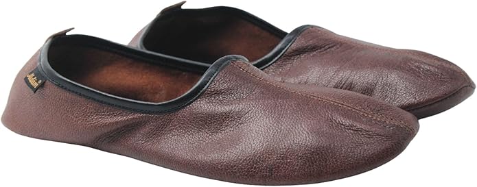 Womens Indoor Leather Slippers Traditional Babouche House Shoes Barefoot Moccasin