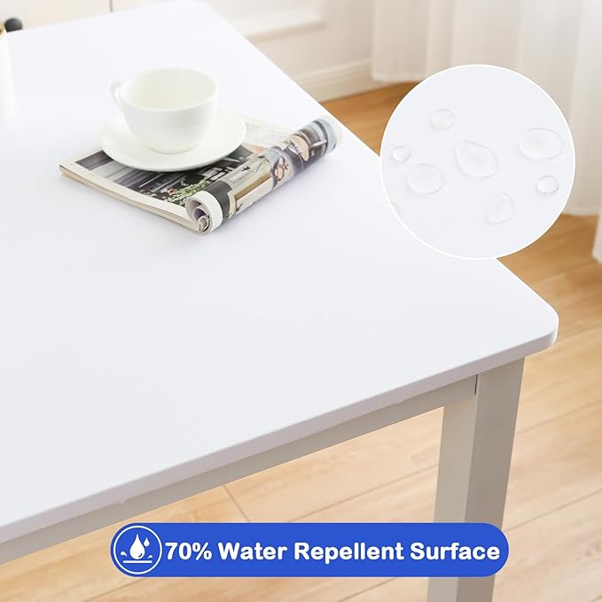 Wolkemer 2 Pack White Fitted Tablecloth 34x34 Inch Square Elastic Edges Table Cloth, Spandex Stretch Table Cover with Machine Washable Fabric for Wedding Party Picnic Dining Indoor Outdoor