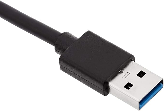Amazon Basics 4-Port USB 3.0 Hub with 3 USB-A Ports & 1 RJ45 Gigabit Ethernet Port, High-Speed Network Adapter for Laptops, Black