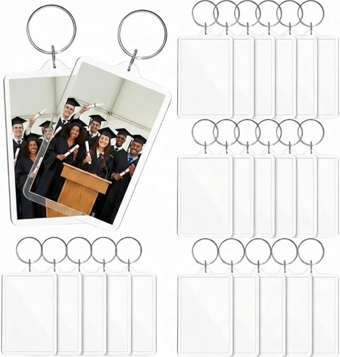 Inbagi Picture Frame Keychain Acrylic Clear Rectangle Photo Keychain Blanks