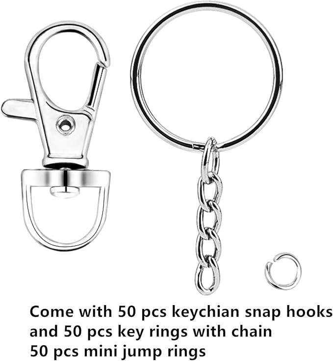 100 Pieces Metal Keychains Keyrings Key Rings with Chain and Jump Rings