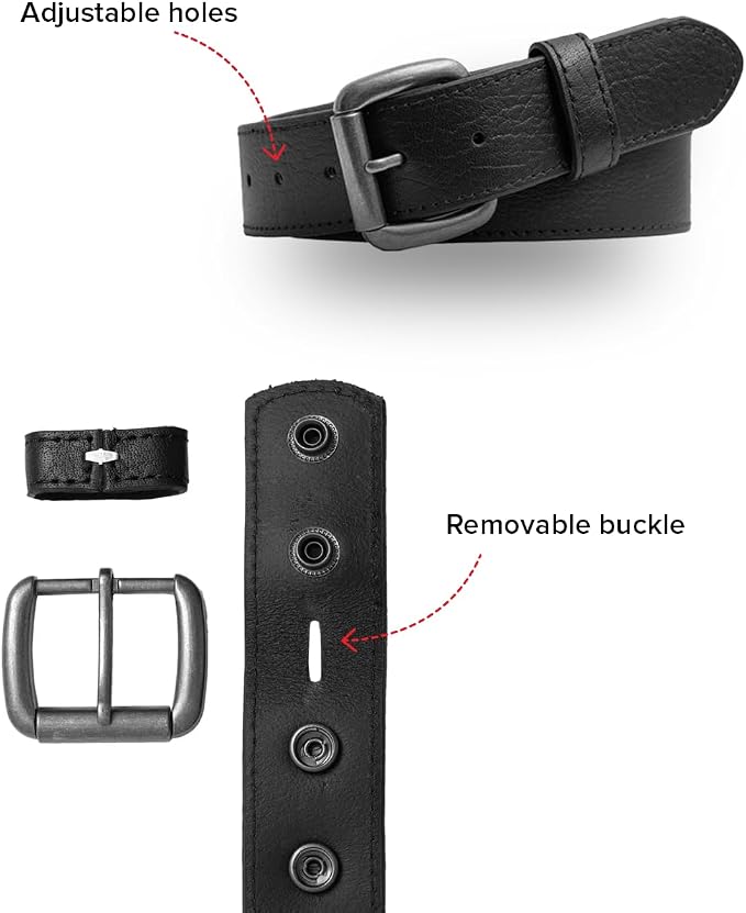 First Mfg Co - Mens Premium Leather Belt With Removable Buckle And Hidden Zipper Money Belt Daily Wear For Pants Perfect Fit