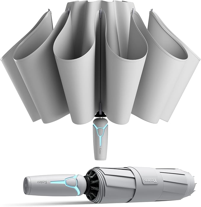 Windproof Travel Umbrella for Rain, Withstand 85MPH Winds, 52 Inch Automatic Reverse Fold Umbrellas Easy Auto Open Close, Portable Compact Umbrella Includes Cover Bag, Perfect for Travel, Car, Commute, Women Men, Backpack